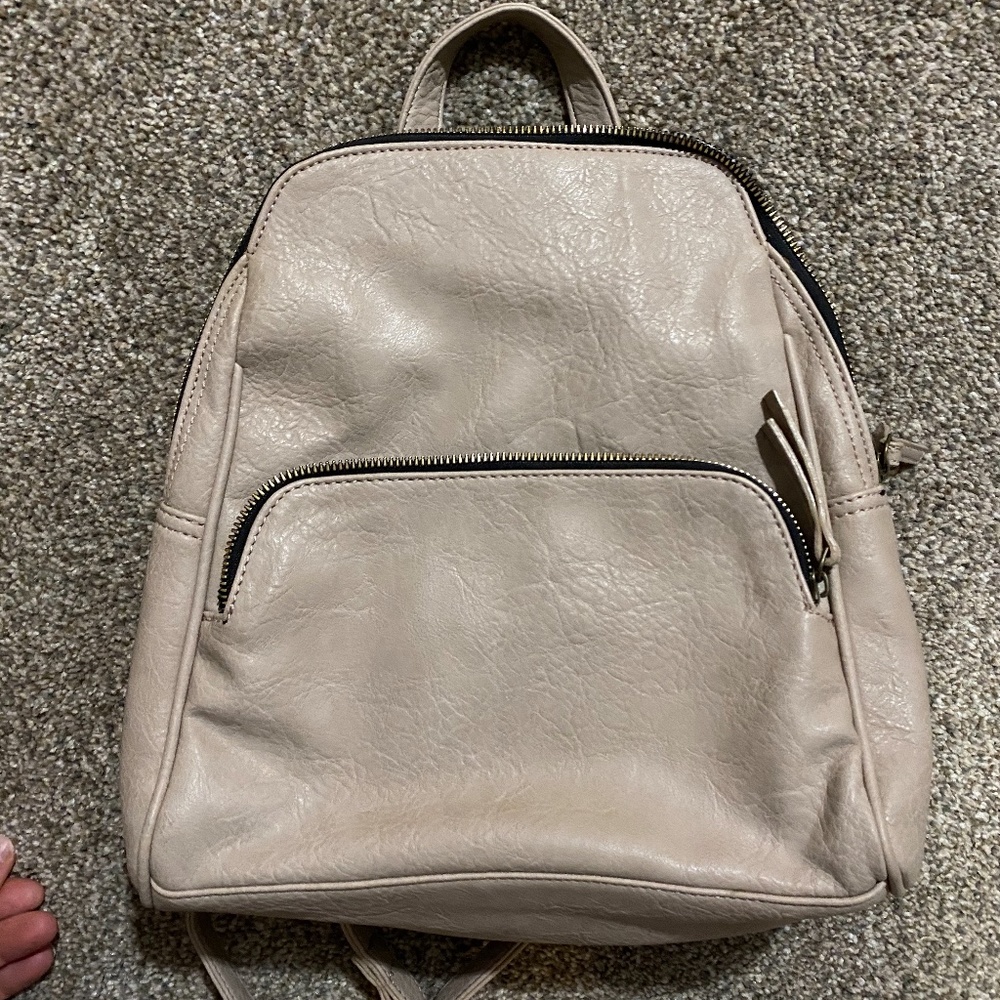 Beige Leather BackPack
